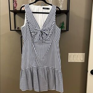 Ralph Lauren Blue Label Navy and White Striped Nautical Dress Size 12